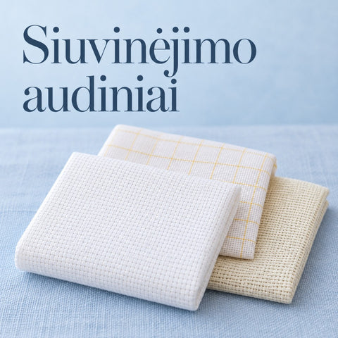 Siuvinėjimo audiniai kategorijos baneris