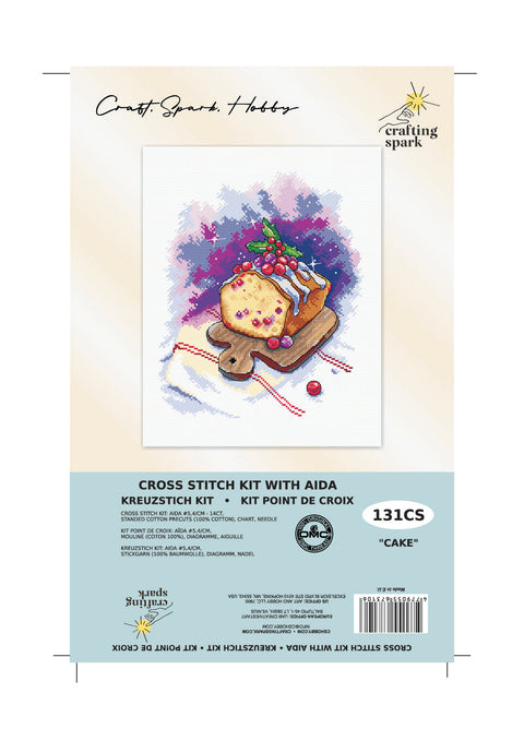 Crafting Spark siuvinėjimo rinkinys Tortas — Aida 16 ct 18×22 cm, 32 DMC spalvos