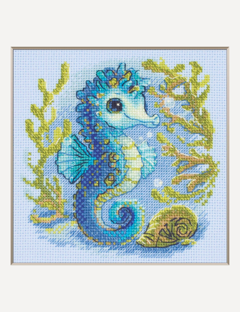 Siuvinėjimo kryželiu rinkinys „Jūrų arkliukas“ 15 x 15 cm