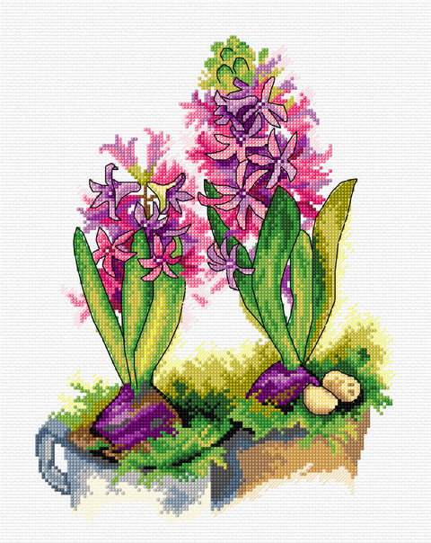 Crafting Spark hiacinto kryželių rinkinys — Aida 16 ct, 18×24 cm, su DMC siūlais