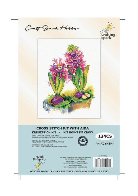 Crafting Spark hiacinto kryželių rinkinys — Aida 16 ct, 18×24 cm, su DMC siūlais