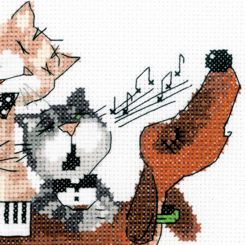RIOLIS siuvinėjimo rinkinys "Dachshund Blues" Nr.1495 — 20×20 cm, 13 spalvų, 14 ct AIDA