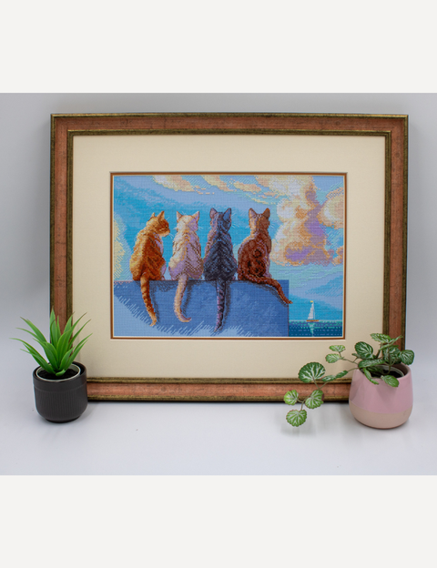 Siuvinėjimo kryželiu rinkinys „Katės prie jūros“ 30 x 21 cm