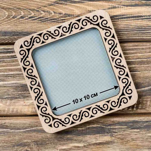 Medinis magnetinis siuvinėjimo lankelis 10×10 cm (kvadratinis) — skirtas lygiam paviršiui