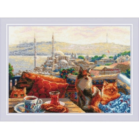 Siuvinėjimo kryželiu rinkinys „Stambulo katės“ 40 x 30 cm