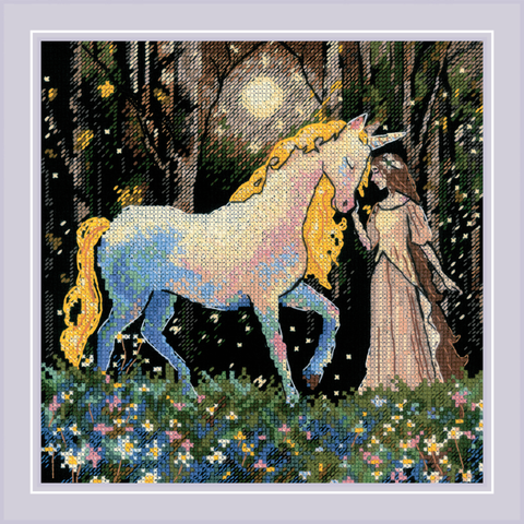 RIOLIS siuvinėjimo rinkinys „Unicorn Tale“ 20x20 cm, juoda AIDA