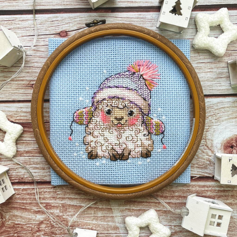Siuvinėjimo kryželiu rinkinys vaikams „Mažasis ėriukas“ 13 x 16 cm