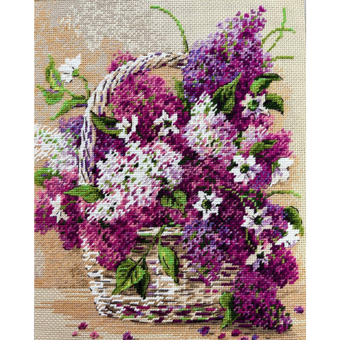 Siuvinėjimo pusiau kryželiu rinkinys „Alyvų krepšelis“ 24 x 30 cm