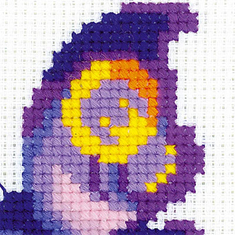 RIOLIS siuvinėjimo rinkinys "Amethyst Butterfly" (HB171) 13×13 cm, 8 spalvų vilnos/akrilo siūlai, Aida 10ct