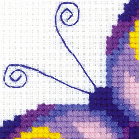 RIOLIS siuvinėjimo rinkinys "Amethyst Butterfly" (HB171) 13×13 cm, 8 spalvų vilnos/akrilo siūlai, Aida 10ct