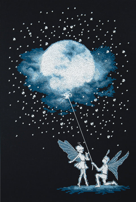 Charivna Mit kryželių siuvinėjimo rinkinys „Pasimatymas po mėnuliu“, Aida 14, 25×38 cm