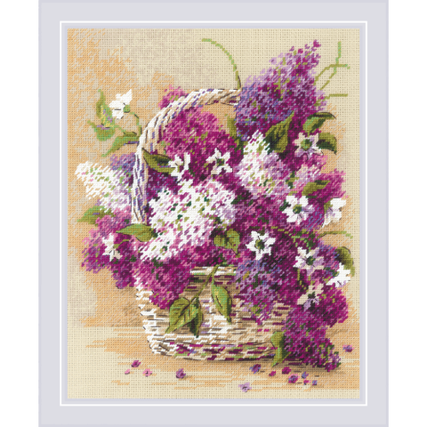 Siuvinėjimo pusiau kryželiu rinkinys „Alyvų krepšelis“ 24 x 30 cm
