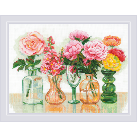Siuvinėjimo kryželiu rinkinys „Gėlių simfonija“ 40 x 30 cm