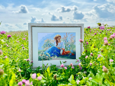Aine siuvinėjimo rinkinys „Motina Gamta – Pieva“ (Olga Novitskaja, 40×30 cm, 14 ct)