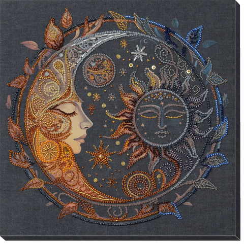 Karoliukų siuvinėjimo rinkinys „Nakties belaisvė“ (Abris Art), 25,2×25,5 cm — su Preciosa karoliukais