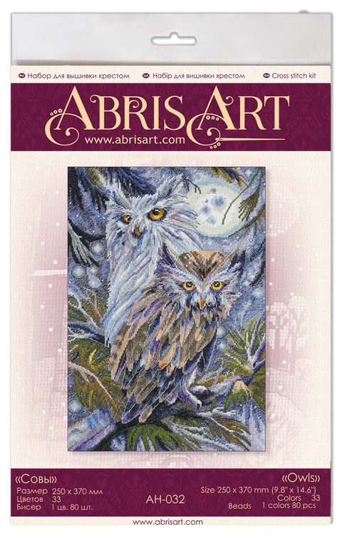Abris Art kryželių rinkinys „Pelėdos“, 25×37 cm (Aida 14 ct)