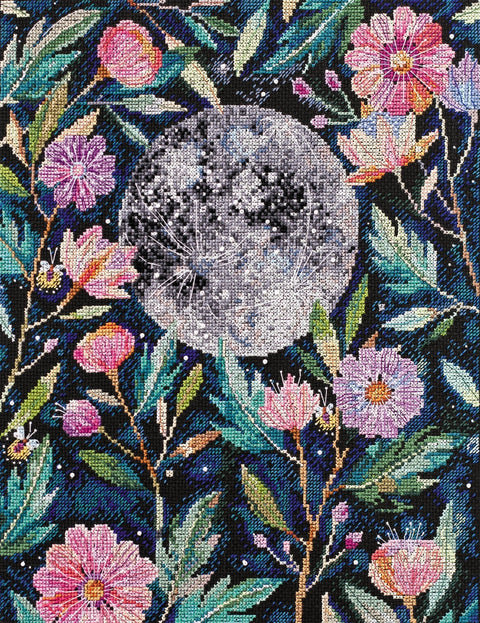 Abris Art siuvinėjimo rinkinys kryželiu „Mėnulio paslaptys“, juodas 14 ct, 27×34 cm