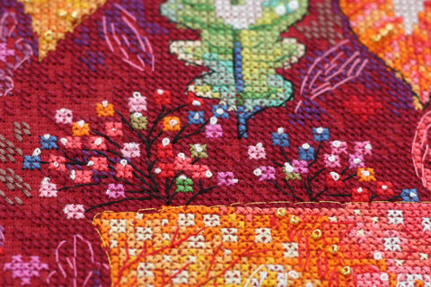 Abris Art kryželių rinkinys „Rudens spalvos“, 20×25 cm, juodas 14 ct su PRECIOSA karoliukais