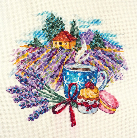 Abris Art kryželių siuvinėjimo rinkinys „Provanso rytas“ su dekoratyviniu mediniu rėmeliu 18×17 cm