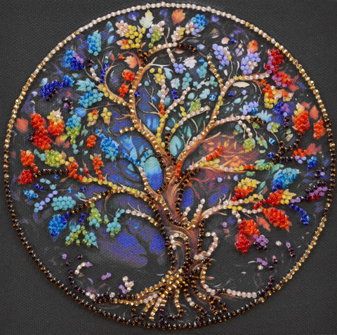 Abris Art siuvinėjimo karoliukais rinkinys „Gyvenimo spalva“, 15×15 cm