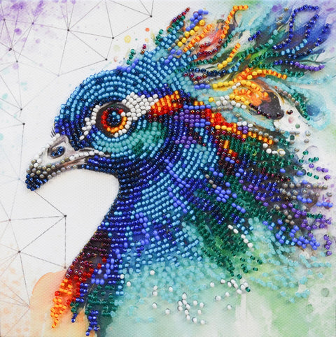 Abris Art siuvinėjimo karoliukais rinkinys „Išdidus povas“, 15×15 cm, Preciosa
