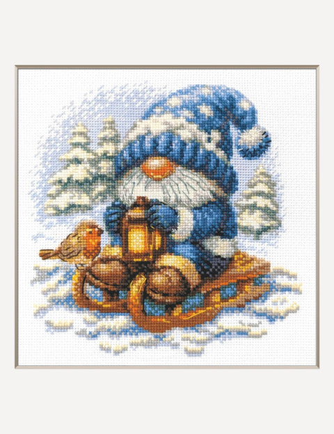 Siuvinėjimo kryželiu rinkinys „Snieguotas nykštukas“ 20 x 20 cm