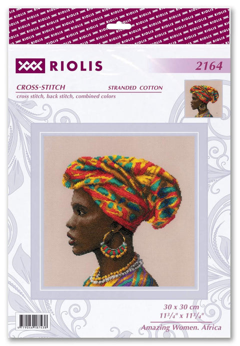 RIOLIS siuvinėjimo rinkinys "Amazing Women. Africa" Nr.2164 — 30×30 cm, 26 spalvų, 14 ct AIDA