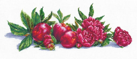 Applers And Peonies SANYA - 02 — siuvinėjimas kryželiu iš Andriana (45×17 cm, 46 spalvų) - kaSiulai.lt