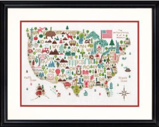 Aukštos kokybės kryželiu siuvinėjimo komplektas „Illustrated USA“, 35,5 × 25,4 cm - kaSiulai.lt