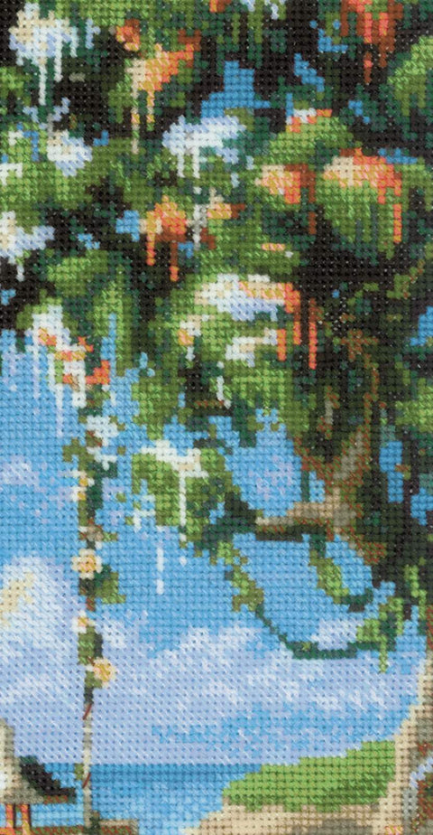 RIOLIS siuvinėjimo rinkinys „Beach Swing“ Nr. 2215 — Aida 21×30 cm, 26 spalvų