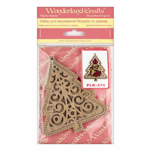 Wonderland Crafts medinis karoliukų siuvinėjimo rinkinys — kalėdinė eglutės dekoracija