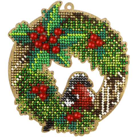 PRECIOSA siuvinėjimo karoliukais rinkinys ant medinio pagrindo 10×11 cm, 14 spalvų — 1332 karoliukai