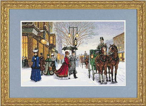 Belle Époque pora – kryželiu siuvinėtas motyvas, Aida 16 ct (dove grey) 41×25 cm - kaSiulai.lt