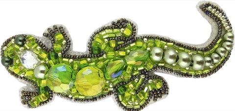 Charivna Mit karoliukų siuvinėjimo rinkinys brožei „Driežas“ (Crystal Art), 10×4,5 cm