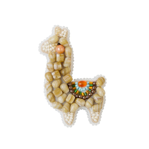 Brošės „Lama“ siuvinėjimo karoliukais rinkinys – Crystal Art & Preciosa (Charivna Mit)