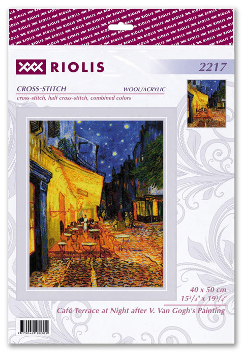 RIOLIS siuvinėjimo rinkinys „Kavinės terasa naktį“ pagal V. Van Gogo paveikslą, 40×50 cm (Nr. 2217)