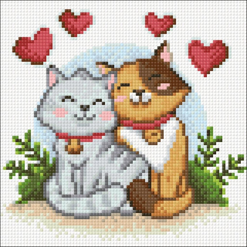 Deimantinės mozaikos rinkinys „Kačių meilė“ 20 x 20 cm