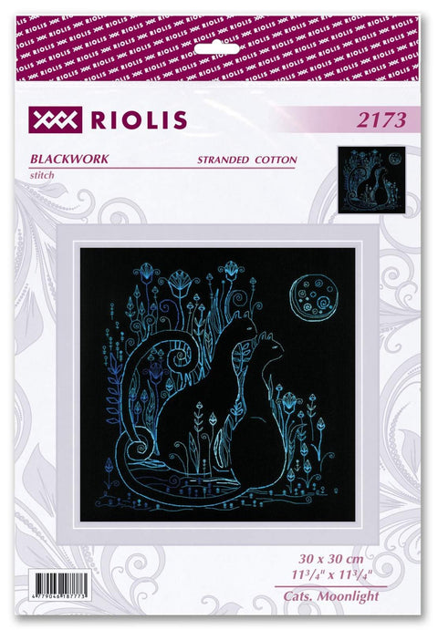 Katės — Mėnulio šviesa: RIOLIS siuvinėjimo rinkinys №2173