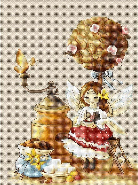 Coffee Fairy SB1132 — siuvinėjimo komplektas kryželiu - kaSiulai.lt