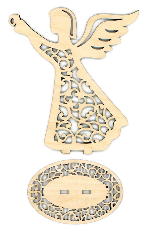 Dekoratyvinis angelas ant pagrindo 15×17 cm — stalo detalė ir puiki dovana - kaSiulai.lt