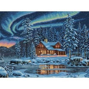 Dimensions siuvinėjimo komplektas "Aurora Cabin" — žavinga trobelė - kaSiulai.lt