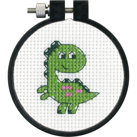 Dinozauriukas (7 x 7 cm) - DIMENSIONS siuvinėjimo kryželiu rinkinys - kaSiulai.lt