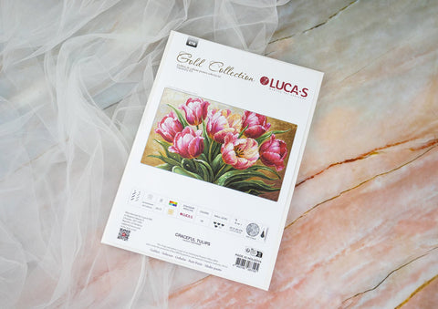 Elegantiškas Luca - S siuvinėjimo komplektas „Grakščios tulpės“ 35×20 cm - kaSiulai.lt