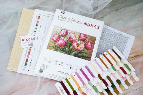 Elegantiškas Luca - S siuvinėjimo komplektas „Grakščios tulpės“ 35×20 cm - kaSiulai.lt