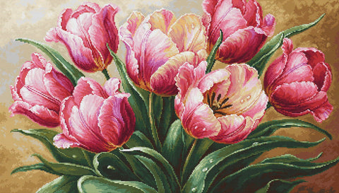 Elegantiškas Luca - S siuvinėjimo komplektas „Grakščios tulpės“ 35×20 cm - kaSiulai.lt
