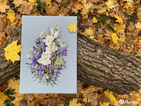 Elegantiškas siuvinėjimo komplektas „Balta kardelė“, 39×27 cm - kaSiulai.lt