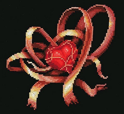 Heart For You SANS - 28 — Andriana siuvinėjimo komplektas (19×19 cm, 14 ct juoda aida) - kaSiulai.lt