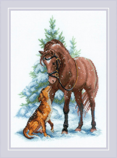 RIOLIS siuvinėjimo rinkinys „Hey Buddy!“ Nr.2159 — 21×30 cm, 18ct AIDA, 19 spalvų