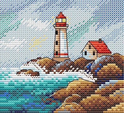 Jūrinis peizažas siuvinėjimui kryželiu (Aida 14, 10×11 cm) – mėgėjams - kaSiulai.lt