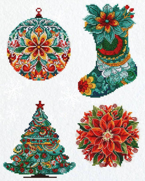 Kalėdiniai pakabukai siuvinėjimui ant plastikinio kanvaso, 10×15 cm - kaSiulai.lt